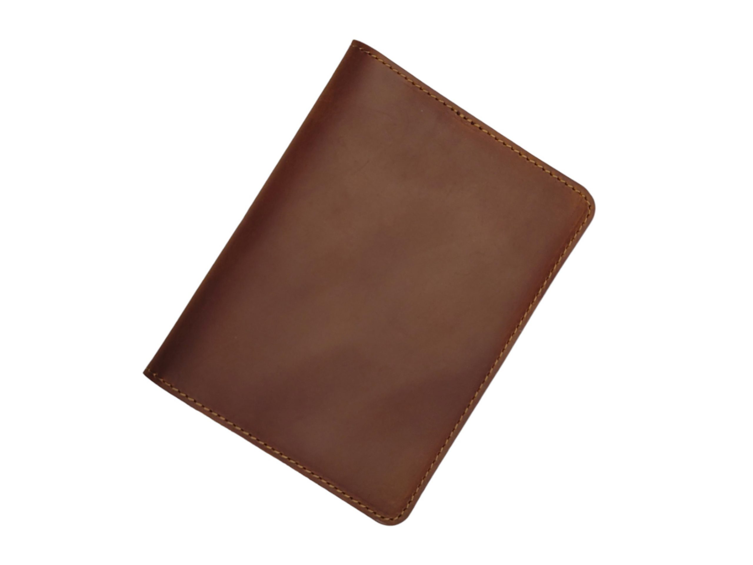 Light brown leather passport cover with card slots, hidden pocket & free custom engraving—durable & stylish for global travelers.