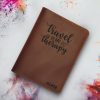 Handmade light brown leather passport wallet with free engraving, designed for practicality and timeless style.