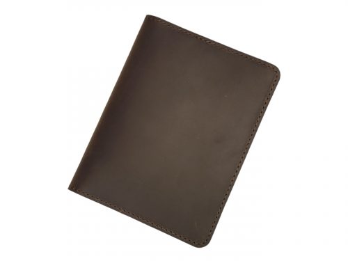 Dark Brown Crazy Horse Leather Passport Wallet