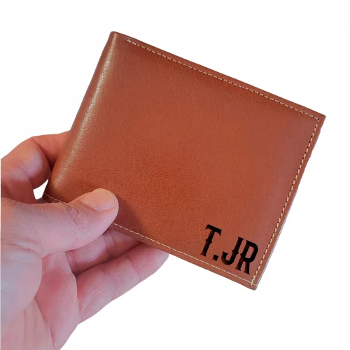 Personalized Gift Full Grain Brown Two-Tone Leather Wallet